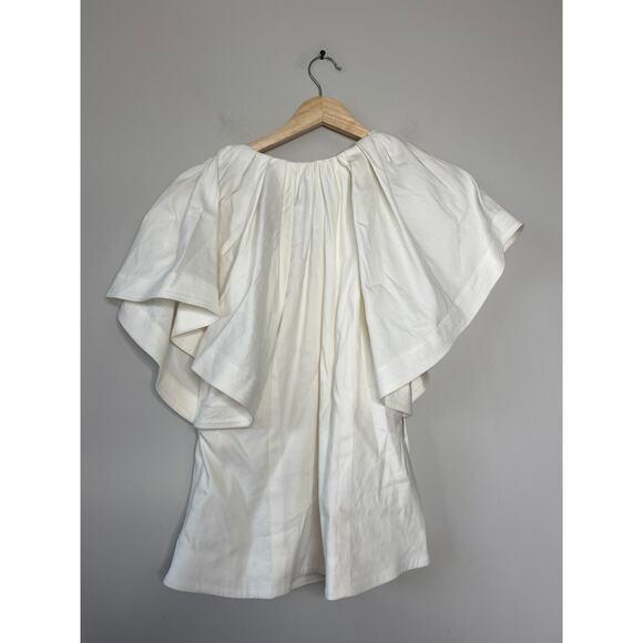 NWT Jonathan Simkhai Sandy Abstract Embroidery Pleated Blouse White Size: Large - Picture 7 of 8